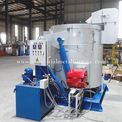 Beli 1000KG Cast Iron Crucible Natural Gas Zinc Dross Metal Melting Furnace Hydraulic Tilting online manufacture