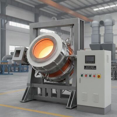 membeli 500 kW Tenaga nominal 0,8 Ton Kapasitas Frekuensi Menengah Induksi Pemanasan Tungku dengan Sistem Tilting Hidraulik pembuatan online