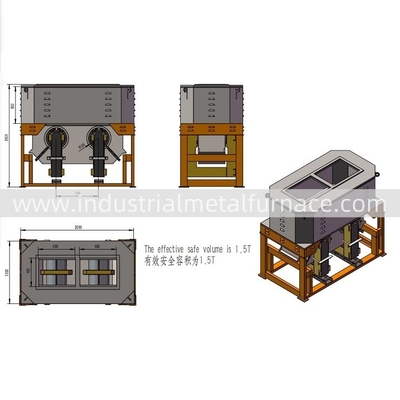 90KW 2 Chamber Industrial Gravity Casting Metal Melting Induction Furnace untuk Tembaga